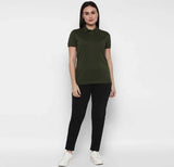 Ketex Bottle Green Cotton Blend Polo Neck Tshirt